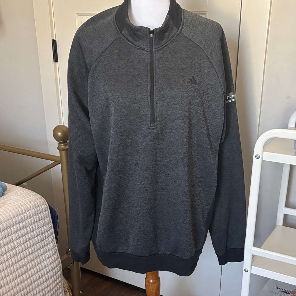 Adidas Men's Dark Gray Zip-Up Sweater